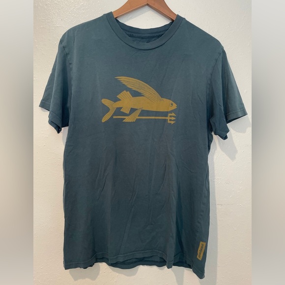 Patagonia Dark Teal T-Shirt with Gold Graphic - Picture 1 of 7